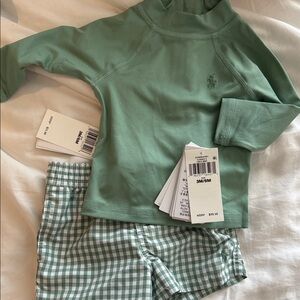 Ralph Lauren baby Green Long Sleeve Swim shirt and bathing suit